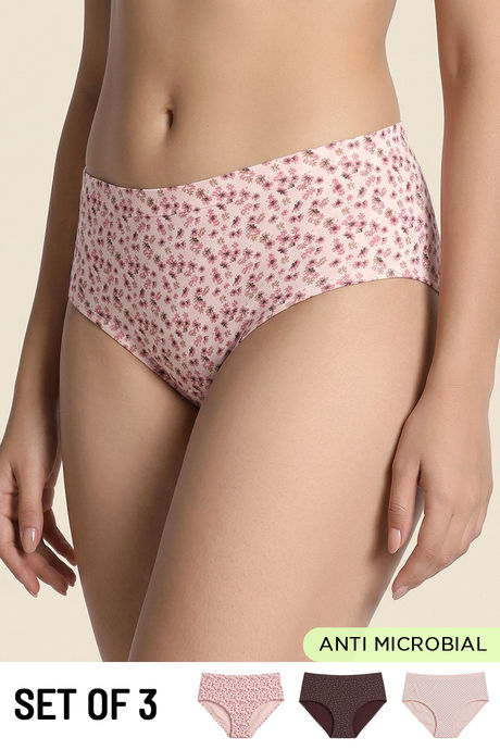 Buy Zivame Medium Rise Full Coverage Hipster Panty (Pack of 3) -  Multicolor